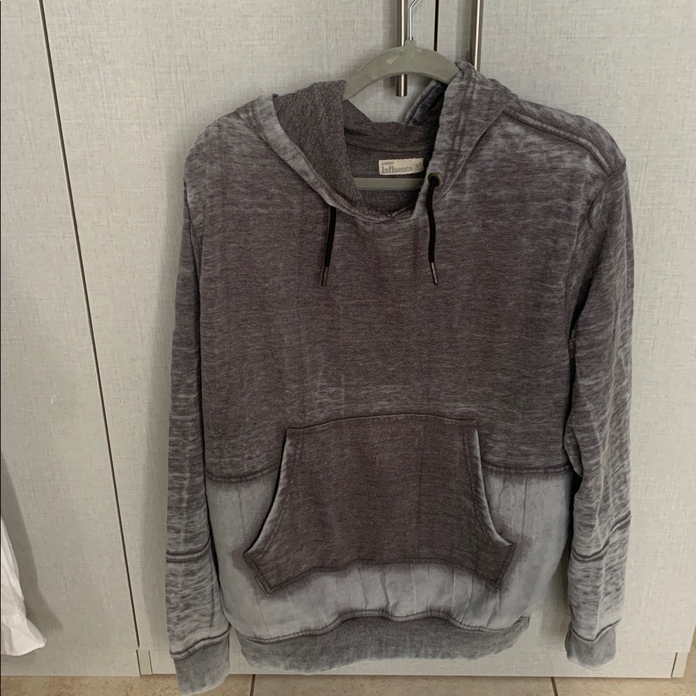 Grey hoodie kangaroo pocket ombré long sleeve influence large sweatshirt mens - Picture 4 of 7